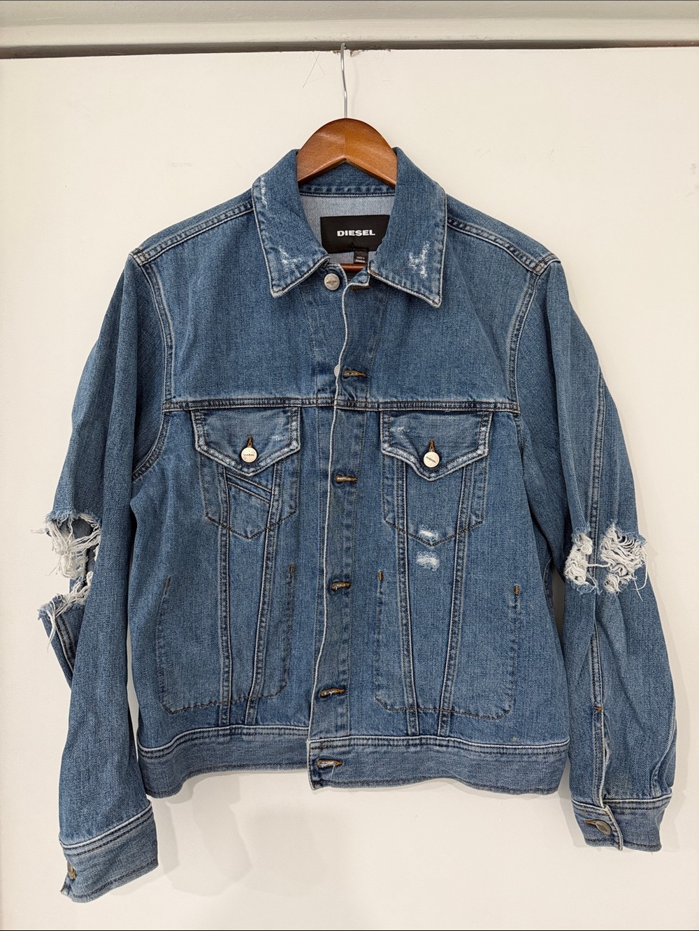 Diesel Blue Distressed Denim Jacket